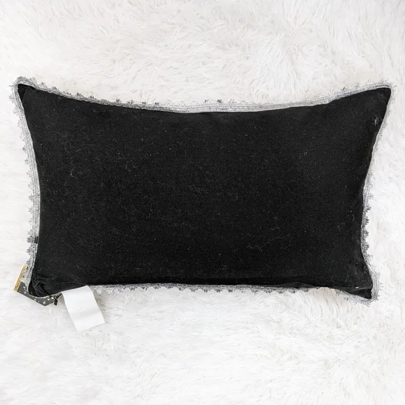 Salem's Haunting Boo White and Black Sequin Halloween Lumbar Pillow - Picture 4 of 7